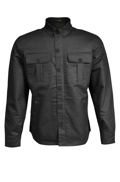 HELGRADE JAGGER WAXED OVERSHIRT in Black