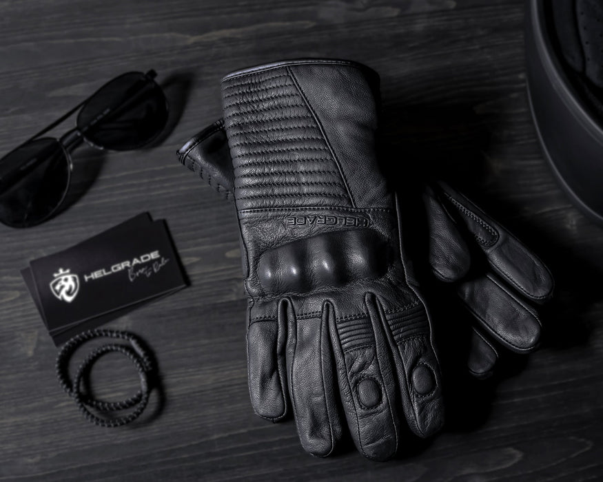 HELGRADE LOREN WATER RESISTANT LEATHER GLOVES in Black