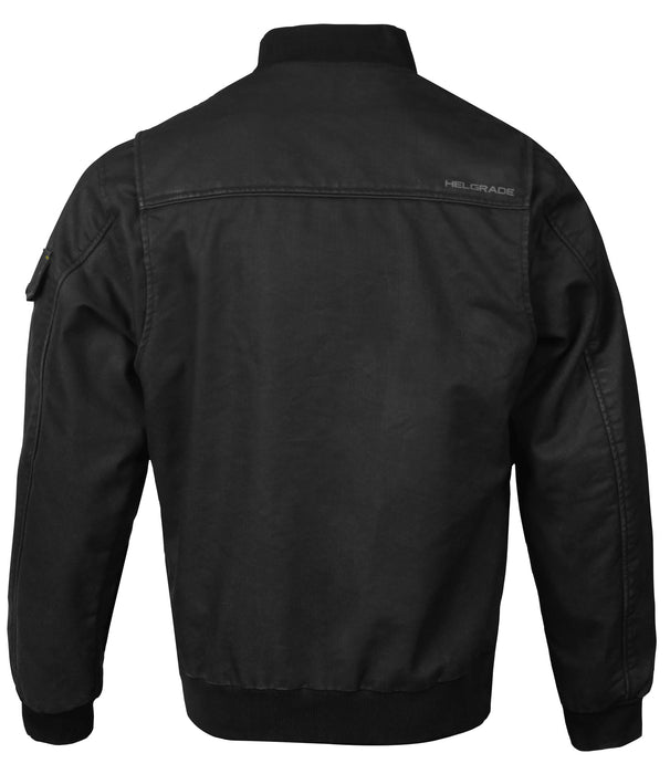 HELGRADE LANCASTER WAXED CANVAS FLIGHT JACKET in Black