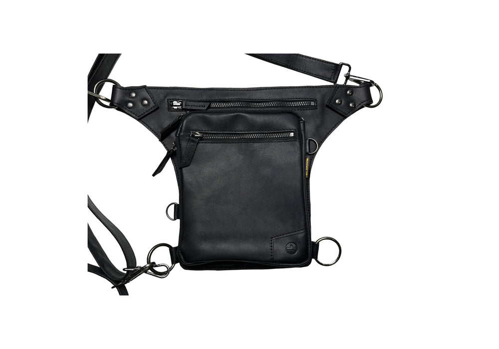 HELGRADE LEATHER HIP BAG in Black