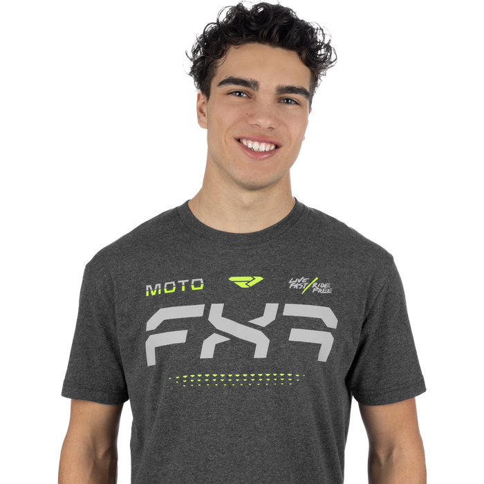FXR Moto Premium T-shirt in Char Heather/Hi Vis
