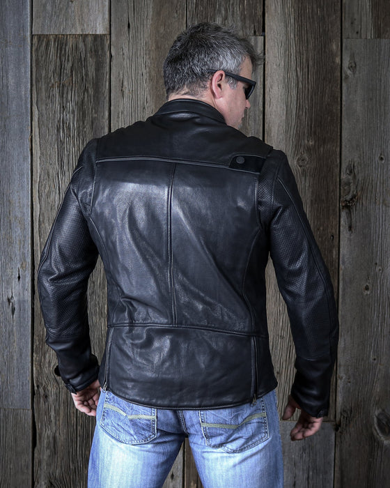 HELGRADE MADSEN LEATHER JACKET in Black