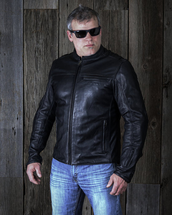 HELGRADE MADSEN LEATHER JACKET in Black