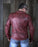 HELGRADE MADSEN LEATHER JACKET in Oxblood