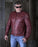 HELGRADE MADSEN LEATHER JACKET in Oxblood