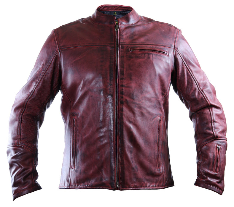 HELGRADE MADSEN LEATHER JACKET in Oxblood
