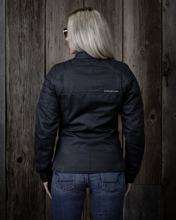 HELGRADE MONROE WOMEN'S WAXED JACKET in Black