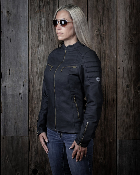 HELGRADE MONROE WOMEN'S WAXED JACKET in Black