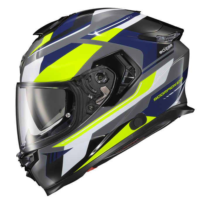 Scorpion Eclipse Lunar Helmet 2025 in Grey/Yellow/Blue
