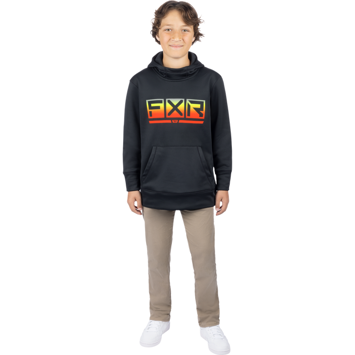 FXR Podium Tech Pullover Youth Hoodie in Black/Inferno