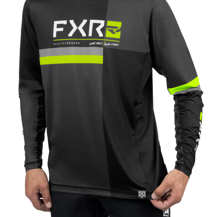 FXR Proflex UPF Longsleeve Jersey in Black/HiVis