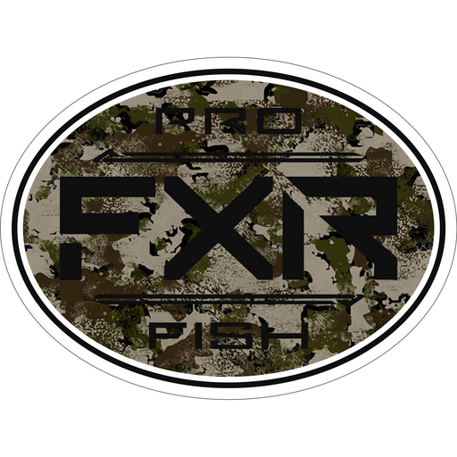 FXR Pro Fish Round Sticker 3” in Army Camo/Black