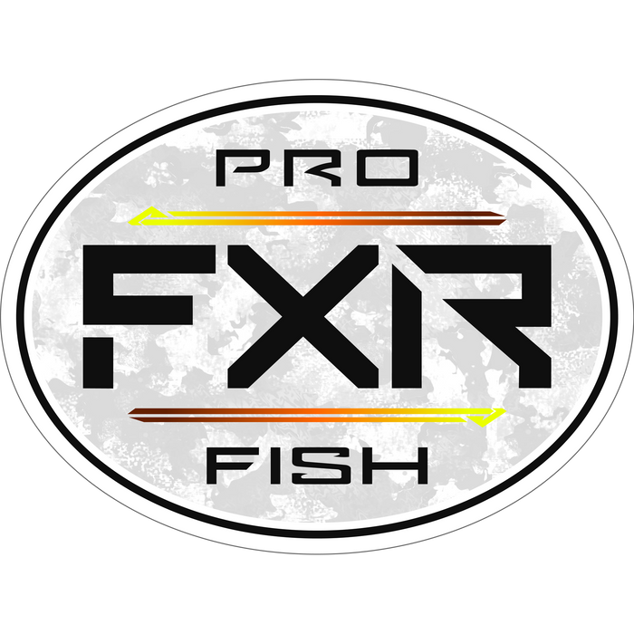 FXR Pro Fish Round Sticker 3” in White Camo/Inferno