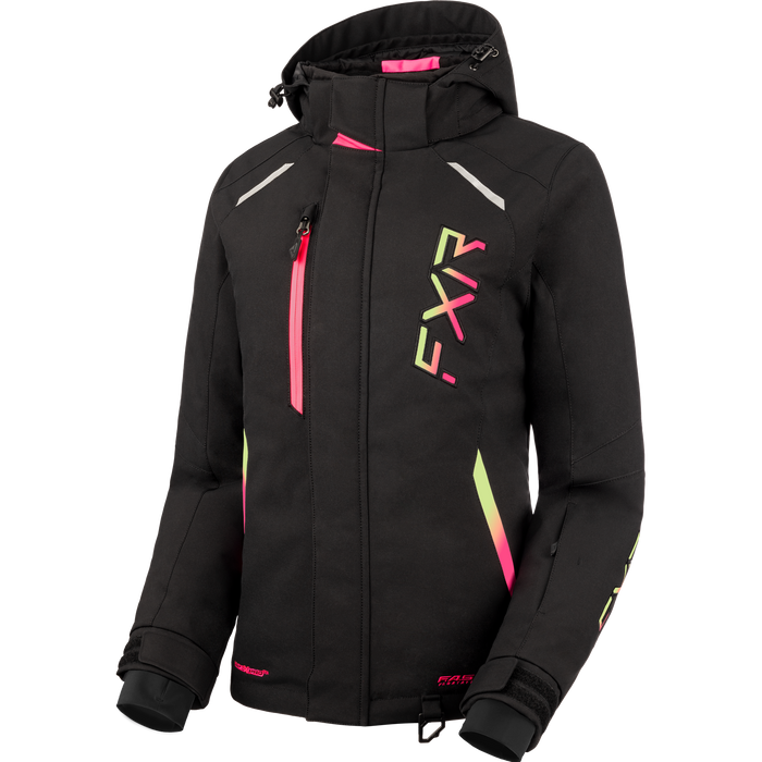FXR Pulse Women’s Jacket in Black/Kiwi-E Pink Fade