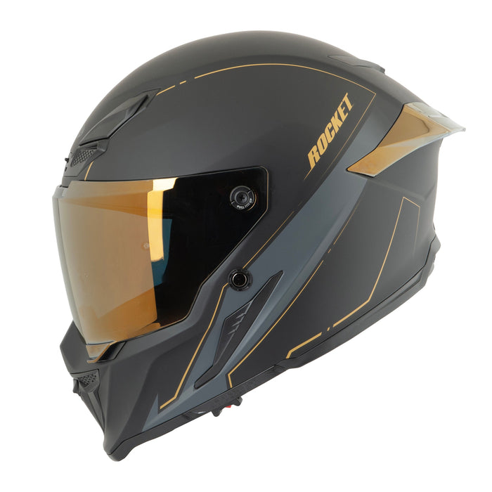 JOE ROCKET RKT 240-SERIES SOLAR FLARE HELMET 2025 in Solar Flare - Matte Black/Gold