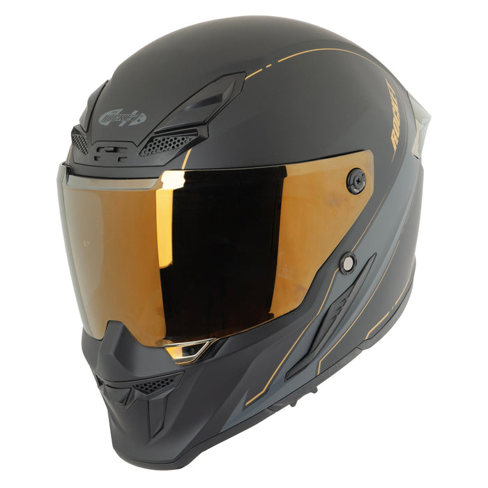JOE ROCKET RKT 240-SERIES SOLAR FLARE HELMET 2025 in Solar Flare - Matte Black/Gold