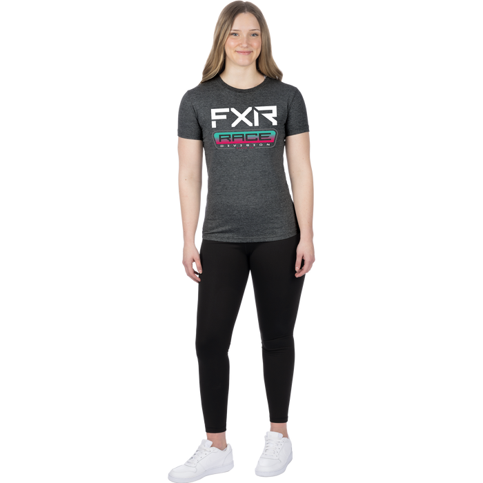 FXR Race Div Premium Women's T-shirt in Charcoal Heather/Mint-Razz