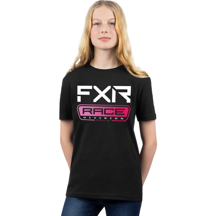 FXR Race Div Premium Youth T-shirt in Black/Razz