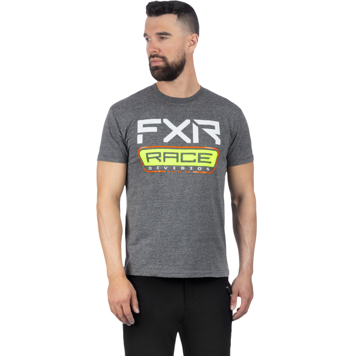 FXR Race Div Premium T-shirt in Charcoal Heather/Hi Vis
