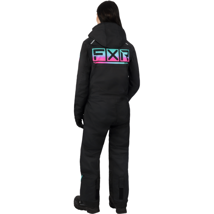 FXR Recruit Lite Women’s Monosuit in Black/Mint-E Pink Fade