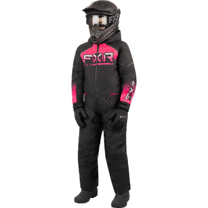 FXR Recruit F.A.S.T Insulated Youth Monosuit in Black/Fuchsia Fade