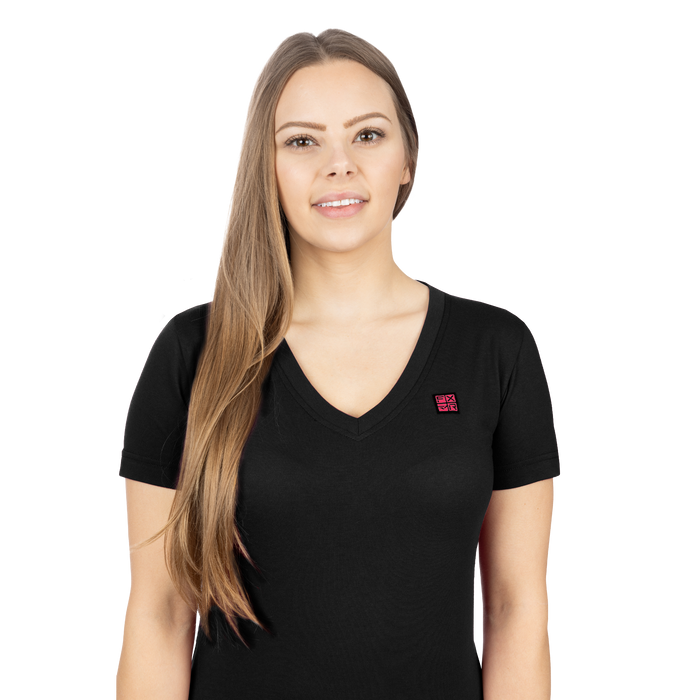 FXR Ride X Premium V-neck Women's T-shirt in Black/Razz