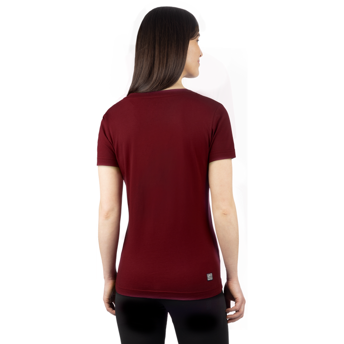 FXR Ride X Premium V-neck Women's T-shirt in Merlot/Bone