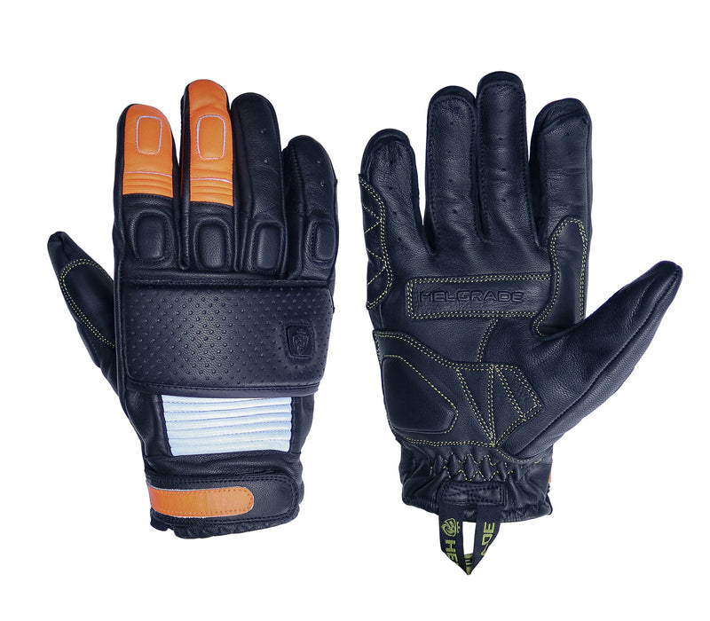 HELGRADE ROURKE LEATHER GLOVES in Orange/Black