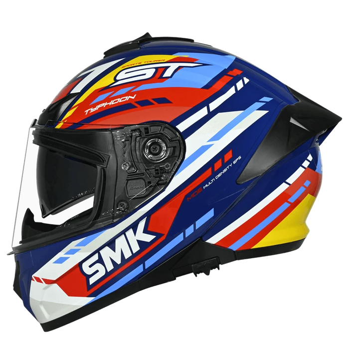 SMK Typhoon Sport Tourer Helmet 2025 in Blue/Red/Yellow