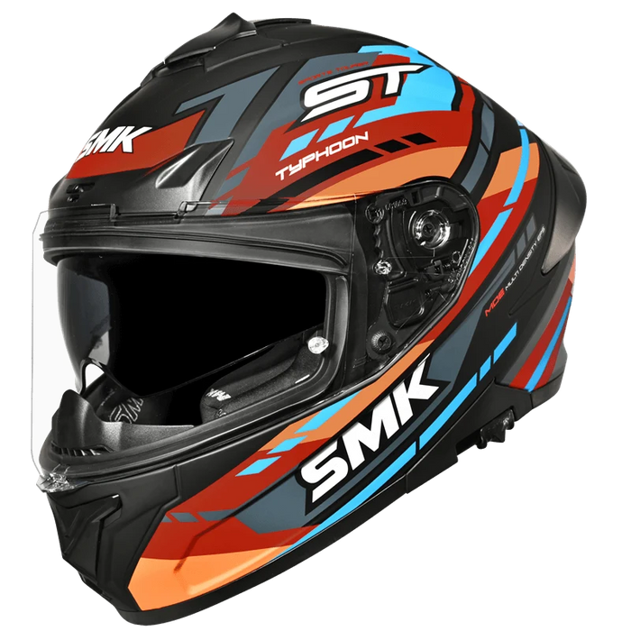 SMK Typhoon Sport Tourer Helmet 2025 in Black/Orange/Blue (Matte)
