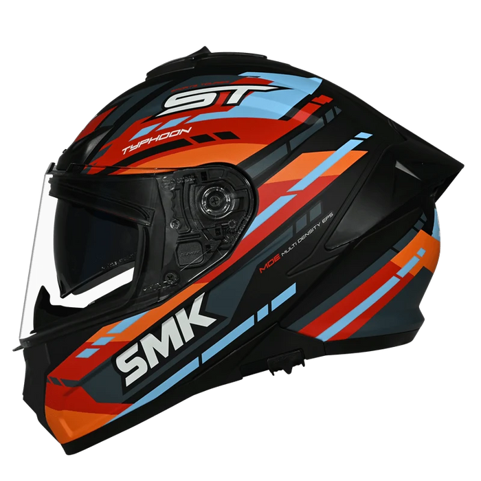 SMK Typhoon Sport Tourer Helmet 2025 in Black/Orange/Blue (Matte)