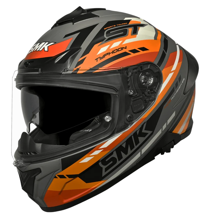 SMK Typhoon Sport Tourer Helmet 2025 in Grey/Orange/Black (Matte) 