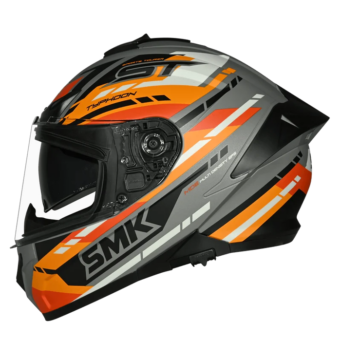 SMK Typhoon Sport Tourer Helmet 2025 in Grey/Orange/Black (Matte) 