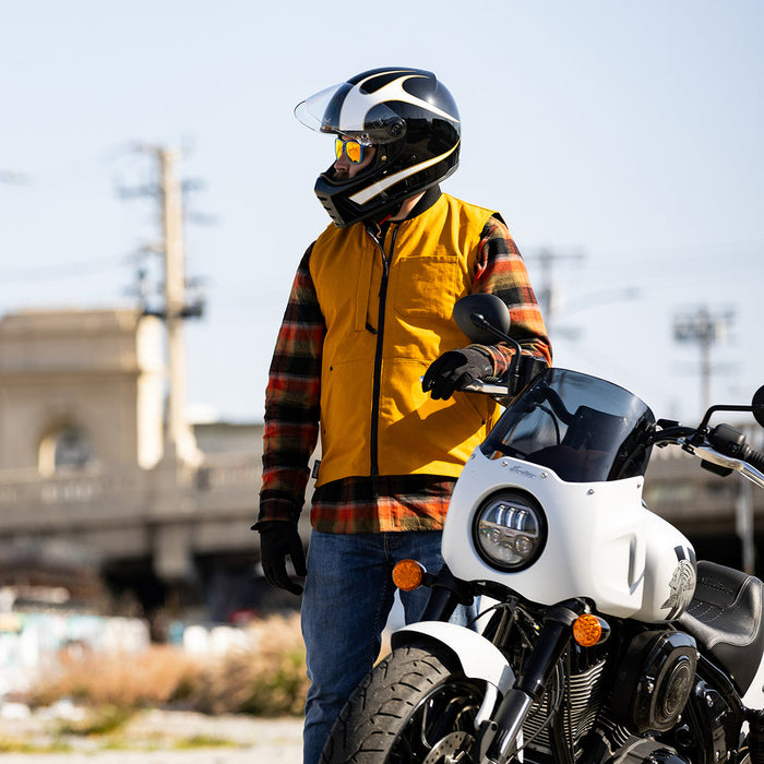 BILTWELL Lane Splitter White Flames Helmet 2025 in Black/White