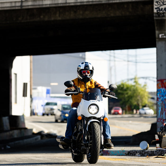 BILTWELL Lane Splitter White Flames Helmet 2025 in Black/White