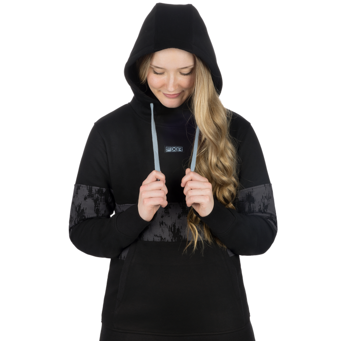 FXR Stripe Pullover Women's Hoodie in Black/Asphalt Fiber