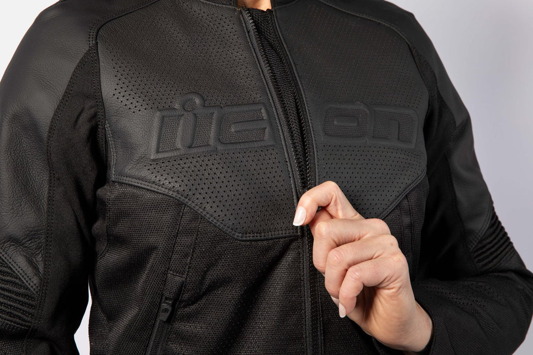 ICON OVERLORD3™ WOMEN’S LEATHER JACKET 2025 in Black