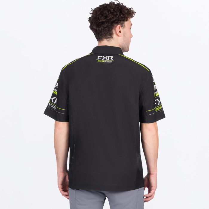 FXR RACE DIVISION PERFORMANCE UPF POLO SHIRT 2025 - Black/HiVis