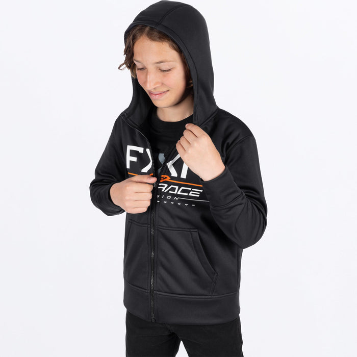 FXR YOUTH RACE DIVISION TECH ZIP HOODIE 2025 - Black/Orange