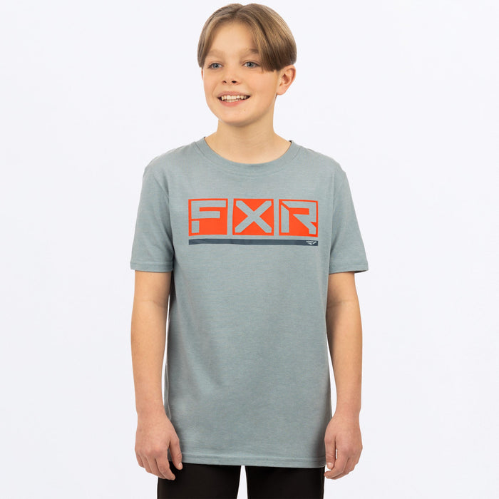 FXR Podium Youth Premium T-shirt in Lt Steel/nuke