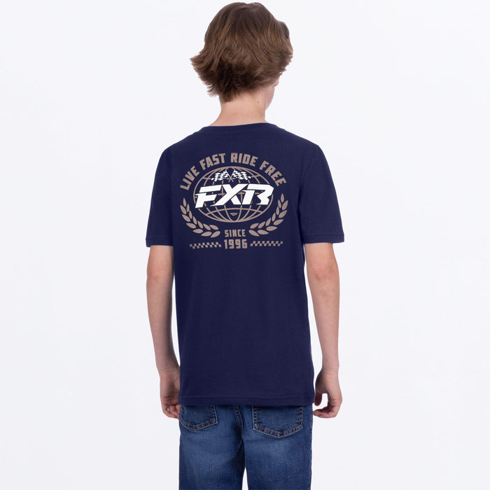FXR YOUTH WORLDWIDE PREMIUM T-SHIRT in Navy/Canvas