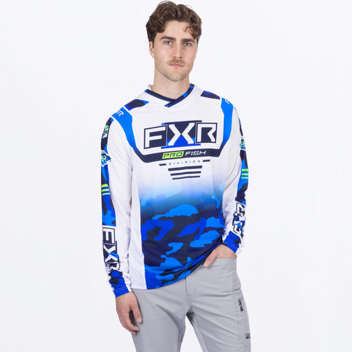 FXR TOURNAMENT AIR UPF PULLOVER HOODIE 2025 in Blue Camo/White