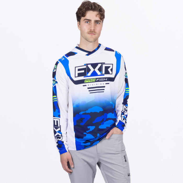 FXR TOURNAMENT AIR UPF PULLOVER HOODIE 2025 in Blue Camo/White