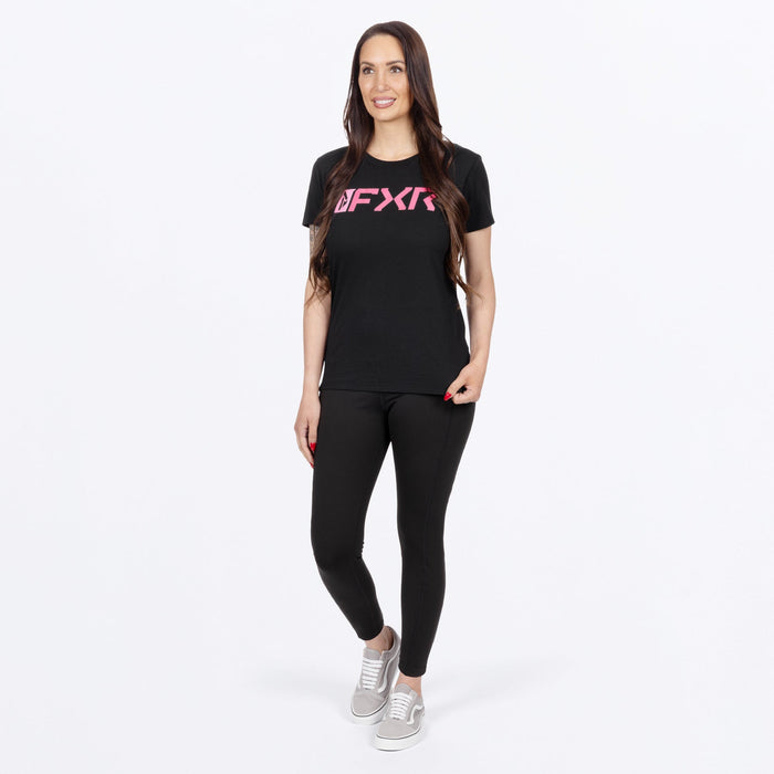 FXR WOMEN'S MITERED PREMIUM T-SHIRT in Black/Dusty Rose