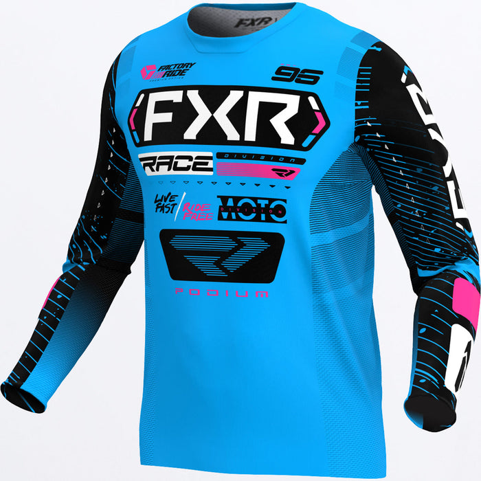 FXR PODIUM YOUTH JERSEY 2025 in Cyan/Black/Pink
