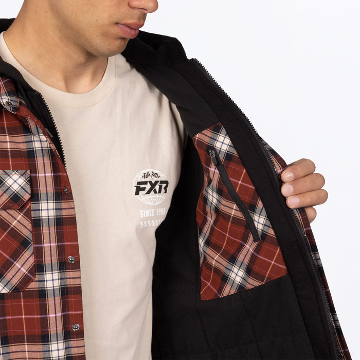 FXR INSULATED HD FLANNEL JACKET in Maroon/Navy