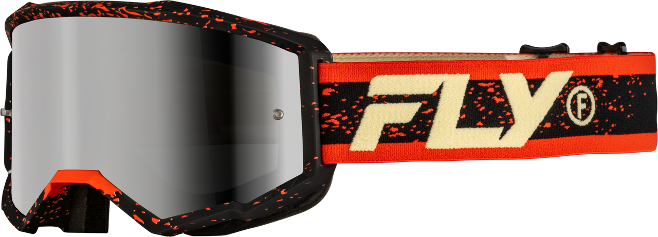 FLY RACING ZONE GOGGLES - YOUTH 2026 in Black/Red/Cream w/ Silver Mirror/Smoke Lens