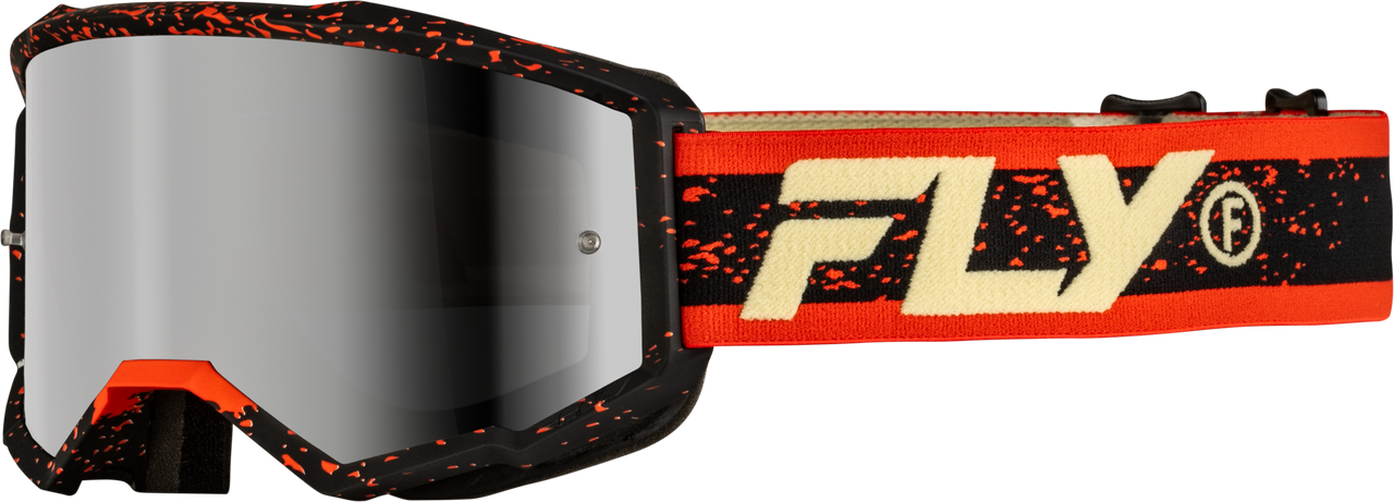FLY RACING ZONE GOGGLES 2026 in Black/Red/Cream w/ Silver Mirror/Smoke Lens