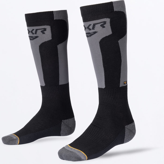 FXR VAPOR MERINO SOCK SNOW 2027 in Asphalt/Black