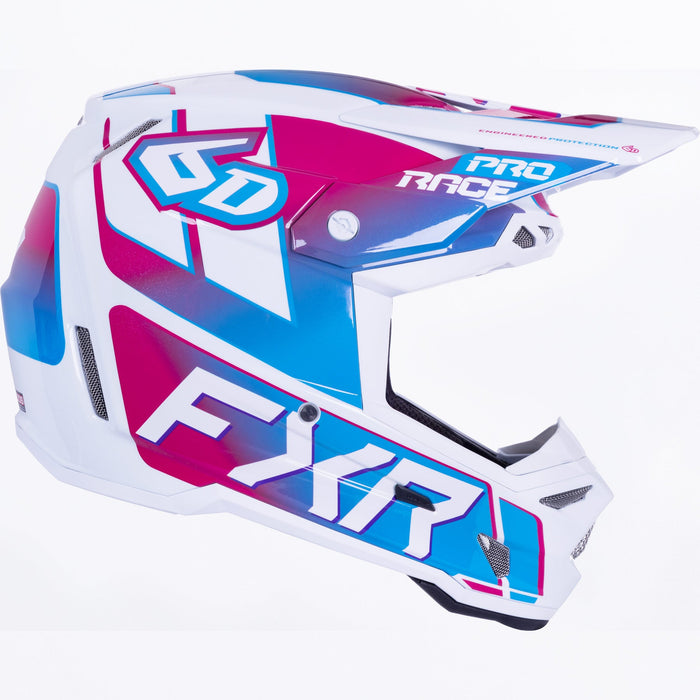 FXR 6D ATR-3 RACE DIV. HELMET 2025 - Blue Razz White